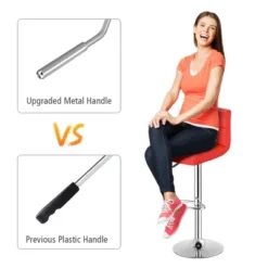 Costway Set Of 2 Bar Stools Adjustable Swivel Kitchen Counter Bar Chair PU Leather Red Full Back -Baxton Studio Store GUEST 5bccc6a2 2335 4699 b66d 340d590571c7