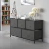 Emma And Oliver 5 Drawer Storage Chest With Wood Top & Dark Fabric Pull Drawers
