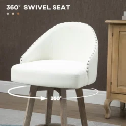 HOMCOM Bar Stools Set Of 4, Linen Fabric Kitchen Counter Stools With Nailhead Trim, Rubber Wood Legs And Footrest For Dining Room, Pub, Cream White -Baxton Studio Store GUEST 5c0644c7 8023 4745 be91 e9bbd9eee24b