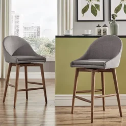 Set Of 2 24" Conrad Walnut Danish Modern Swivel Counter Chair - Inspire Q -Baxton Studio Store GUEST 5c29b8fa 89ef 440c b6f6 a3c6afcf70d8