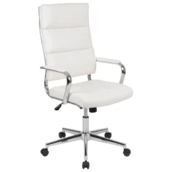 Merrick Lane High Panel-Back Ergonomic Office Chair With Padded Metal Arms Executive Swivel Computer Desk Chair -Baxton Studio Store GUEST 5d9c1b96 4a43 4b7b 8308 528e8ad6a61f