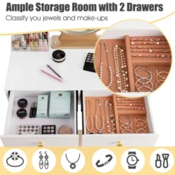 Costway Vanity Makeup Dressing Table W/ 3 Lighting Modes Mirror Touch Switch White -Baxton Studio Store GUEST 5dc13e17 d336 4244 b34a a519067c03ee