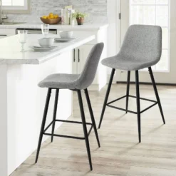 26" Bingo Black Leg With Upholstered Counter Height Stool (Set Of 2 ) -Maison Boucle -Baxton Studio Store GUEST 5e0c51e9 bb8f 4d08 bfb5 9d7d26476a97