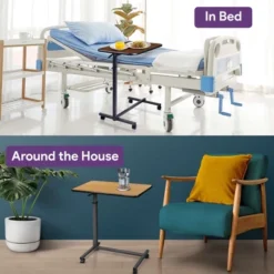 ProHeal Medical Overbed Table With Wheels And Adjustable Height - Rolling Overbed Table For Hospital And Home Use - Mahogany -Baxton Studio Store GUEST 5e8547d8 4c8a 4c76 8ef9 bf7a6a4b6cea