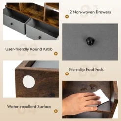 Costway Industrial Bookshelf Rustic Wooden Shelf Organizer With 2 Non-woven Fabric Drawer 17 Costway Industrial Bookshelf Rustic Wooden Shelf Organizer With 2 Non-woven Fabric Drawer -Baxton Studio Store GUEST 5e9de32a 347a 4e87 9f3b f935de505fde