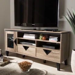Cardiff Modern And Contemporary Wood TV Stand For TVs Up To 55" - Light Brown - Baxton Studio -Baxton Studio Store GUEST 5f772ecd bf36 4aae 8c8c 32b189ea0249