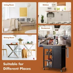 Tangkula Mobile Kitchen Island Cart Serving Utility Trolley Drawer Shelf Towel Rack -Baxton Studio Store GUEST 5ff489c1 c449 4ec5 ad61 3f43dc795678