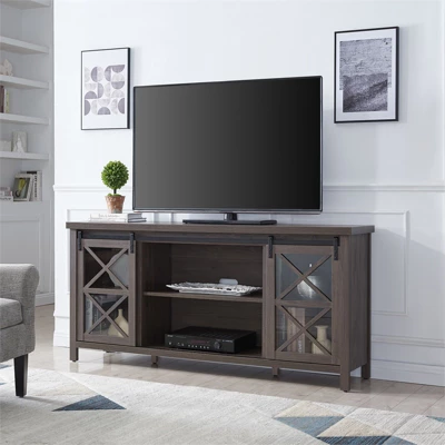 68 In. Alder Brown TV Stand - Henn&Hart 2 68 In. Alder Brown TV Stand - Henn&Hart - Image 2