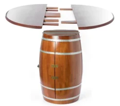Vintiquewise Wine Barrel Round Table Wine Storage Cabinet -Baxton Studio Store GUEST 612196b9 a86d 4a10 967e e09562d50097