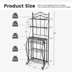 Costway 5-Tier Metal Kitchen Bakers Rack Microwave Storage Rack Oven Stand With Wine Organizer -Baxton Studio Store GUEST 618bcf96 b2fa 447d ab9a b8afbe909e76