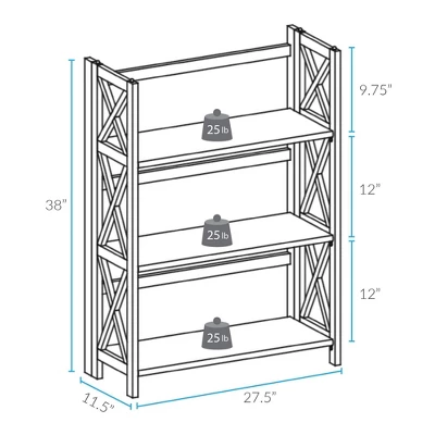 3 Shelf X Design Folding Bookcase - Flora Home 5 3 Shelf X Design Folding Bookcase - Flora Home - Image 5
