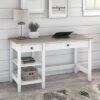 54W Mayfield Computer Desk With Shelves Shiplap Gray/Pure White - Bush Furniture