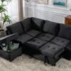 L-Shape Sleeper Sectional Sofa, Sofa Bed With Storage Ottoman & USB Charge-ModernLuxe