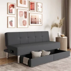 Wilton Dream Convertible Futon Sofa Bed Charcoal - Serta -Baxton Studio Store GUEST 653485d4 0a3d 4e9d 8cc0 ddd20ca046e1