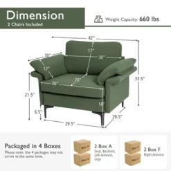 Costway Set Of 2 Upholstered Single Sofa Fabric Accent Armchair Metal Legs 12 Costway Set Of 2 Upholstered Single Sofa Fabric Accent Armchair Metal Legs -Baxton Studio Store GUEST 66242a77 4f17 422b bc0f fc6137d508ca