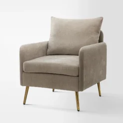 Giovann Wooden Upholstered Accent Chair Comfy Armchair Living Room And Bedroom Armchair With Metal Legs | Karat Home -Baxton Studio Store GUEST 663b537d 119c 4d86 b2cf dedb48f1d81b