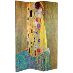 6' Tall Double Sided Works Of Klimt Room Divider - Oriental Furniture