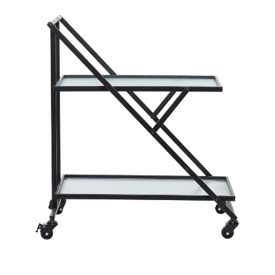 Industrial Metal Bar Cart Black - Olivia & May 7 Industrial Metal Bar Cart Black - Olivia & May - Image 7