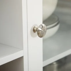 HOMCOM Glass Door Kitchen Sideboard, Buffet Cabinet With 6-Bottle Wine Rack And Stemware Racks, Coffee Bar For Living Room, Dining Room, White -Baxton Studio Store GUEST 68494d74 3fd0 4305 839c 6bb28a20337c