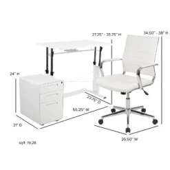 Emma And Oliver Work From Home Kit-Adjustable Desk, LeatherSoft Office Chair, Filing Cabinet -Baxton Studio Store GUEST 68d54135 c246 4095 b576 72ab85c4a559