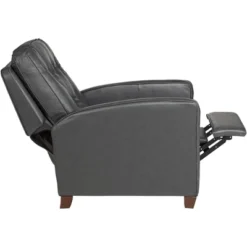 Elm Lane Livorno Gray Genuine Leather Recliner Chair Modern Armchair Comfortable Push Manual Reclining Footrest Tufted For Bedroom Living Room Reading -Baxton Studio Store GUEST 68dbd1f8 09b9 4c25 bc73 e19e16831e6e