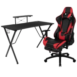 Flash Furniture Gaming Desk And Footrest Reclining Gaming Chair Set With Cup Holder, Headphone Hook, And Monitor/Smartphone Stand -Baxton Studio Store GUEST 68ec4a65 7256 48a0 b322 fefb9b2eb5ba