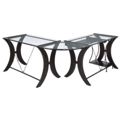 Monterey Glass Top L-Shape Computer Desk Cappuccino - Coaster -Baxton Studio Store GUEST 68f89d7b 4703 4ec2 8041 41072dd2ab59