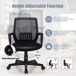 Costway Height Adjustable Mid-Back Mesh Chair Executive Chair W/ Lumbar Support -Baxton Studio Store GUEST 696a1b11 8701 40c5 adf2 2db89a71ae0a