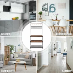 Costway 4-Tier Kitchen Bakers Rack Microwave Oven Stand Industrial W/Hooks & Mesh Panel -Baxton Studio Store GUEST 699b2b91 c949 403d 8751 05a2a75d3a47