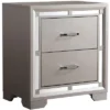 Passion Furniture Alana 2-Drawer Silver Champagne Nightstand (28 In. H X 17 In. W X 25 In. D)