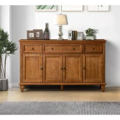 Rick 58'' Wide 3 Drawer Traditional Sideboard With Solid Wood Legs| KARAT HOME -Baxton Studio Store GUEST 69d869c9 b37b 4603 a1cb 654df7f9eabc