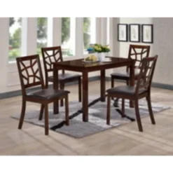 7pc Mozaika Wood And Leather Contemporary Dining Set Black - Baxton Studio -Baxton Studio Store GUEST 6a40561d fe66 47bc bf3b a65bc369f025