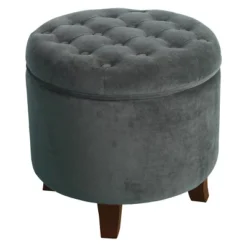 Large Round Button Tufted Storage Ottoman - HomePop -Baxton Studio Store GUEST 6a45c8c3 c290 4f13 8bef bfcd410d2a61