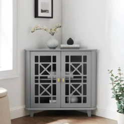 2 Door Corner Accent Cabinet With Fretwork Doors - Saracina Home -Baxton Studio Store GUEST 6aa69f84 0413 43ec 85f0 32657f3b8c98