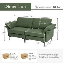 Costway Modern Loveseat Fabric 2-Seat Sofa Couch For Small Space W/Metal Legs Army 18 Costway Modern Loveseat Fabric 2-Seat Sofa Couch For Small Space W/Metal Legs Army -Baxton Studio Store GUEST 6b03c1ad 0bbd 4753 b67f 8bdb6bb233d8