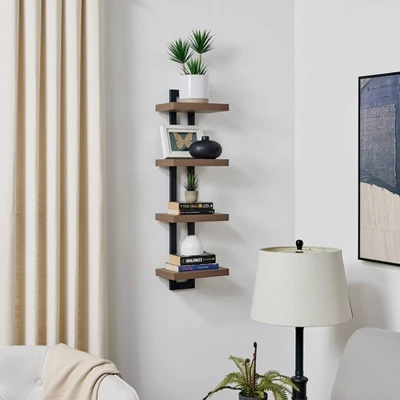 36" X 11" 4 Tier Ladder Bracket Floating Wall Shelf Unit - Danya B. 7 36" X 11" 4 Tier Ladder Bracket Floating Wall Shelf Unit - Danya B. - Image 7