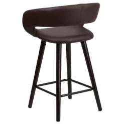 Flash Furniture Brynn Series 24'' High Contemporary Vinyl Rounded Back Counter Height Stool With Cappuccino Wood Frame -Baxton Studio Store GUEST 6b596b6d aff0 412e 92c8 307e2f05f12b