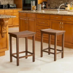 Set Of 2 Easton Slat 24" Counter Height Barstool Mahogany - Christopher Knight Home -Baxton Studio Store GUEST 6b68bf52 e52b 4c0e ab41 ccd70bb0eb8a