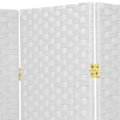 6 Ft. Tall Woven Fiber Room Divider - White (8 Panel)