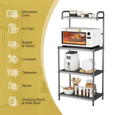 Costway 4-Tier Baker's Rack Microwave Oven Stand Shelves Kitchen Storage Rack Organizer 3 Costway 4-Tier Baker's Rack Microwave Oven Stand Shelves Kitchen Storage Rack Organizer - Image 3
