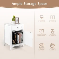 Costway Nightstand With Drawer Cabinet Curved Legs Sofa Side End Accent Table White -Baxton Studio Store GUEST 6d9701bf e658 4def 9723 e5a3c1befca8