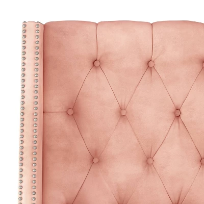 Arlette Diamond Tufted Wingback Headboard In Velvet - Skyline Furniture 3 Arlette Diamond Tufted Wingback Headboard In Velvet - Skyline Furniture - Image 3