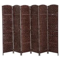 HOMCOM 6' Tall Wicker Weave 6 Panel Room Divider Privacy Screen -Baxton Studio Store GUEST 6dc3a6ba 946b 4b58 af7c 214373af9001