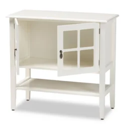Chauncey Wood And Glass 2 Door Kitchen Cabinet White - Baxton Studio