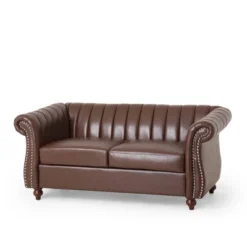Glenmont Contemporary Channel Stitch Loveseat With Nailhead Trim - Christopher Knight Home -Baxton Studio Store GUEST 6e31a0a8 841b 421b 82e3 4baf204411e0