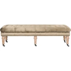 Barney Tufted Bench W/ Brass Nail Heads - Safavieh -Baxton Studio Store GUEST 6e3cb60d 1386 465f 9bb7 2825935c1c26