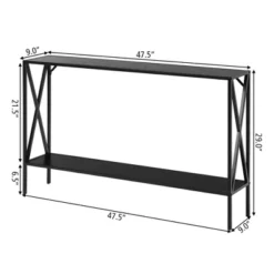 Costway 2 Tier Console Table Narrow Accent Side Entryway Table Metal Frame Black -Baxton Studio Store GUEST 6e4a75e4 4824 41a7 af6b 820496ec868a
