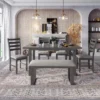 6-Piece Rustic Wood Dining Table Set With Chairs And Bench,Gray-ModernLuxe