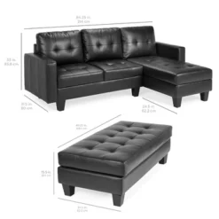 Best Choice Products 3-Seat L-Shape Tufted Faux Leather Sectional Sofa Couch Set W/ Chaise Lounge, Ottoman Bench -Baxton Studio Store GUEST 6f7c42f2 e37e 41a8 aa62 7832f87ad1e8