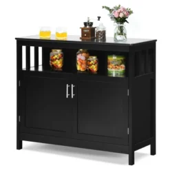 Costway Kitchen Buffet Server Sideboard Storage Cabinet W/2 Doors & Shelf WhiteBlack -Baxton Studio Store GUEST 7092a68f 2c20 441d ad01 70df9de712d9